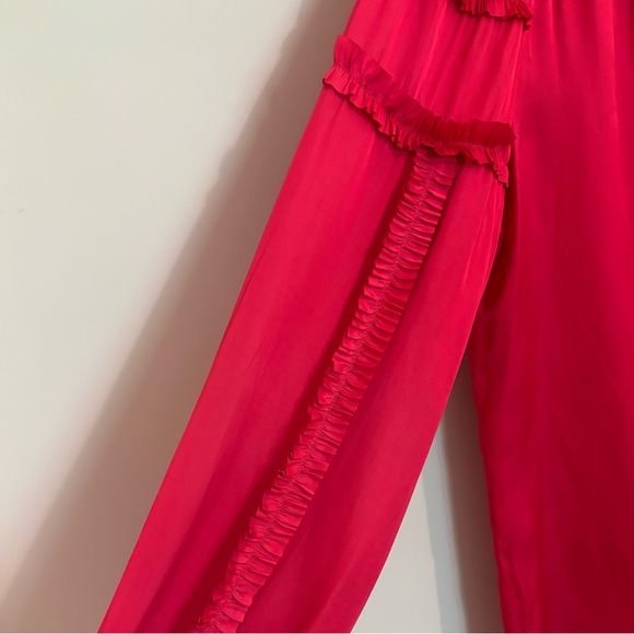 White House Black Market Pink Satiny tie front Blouse - Picture 6 of 10